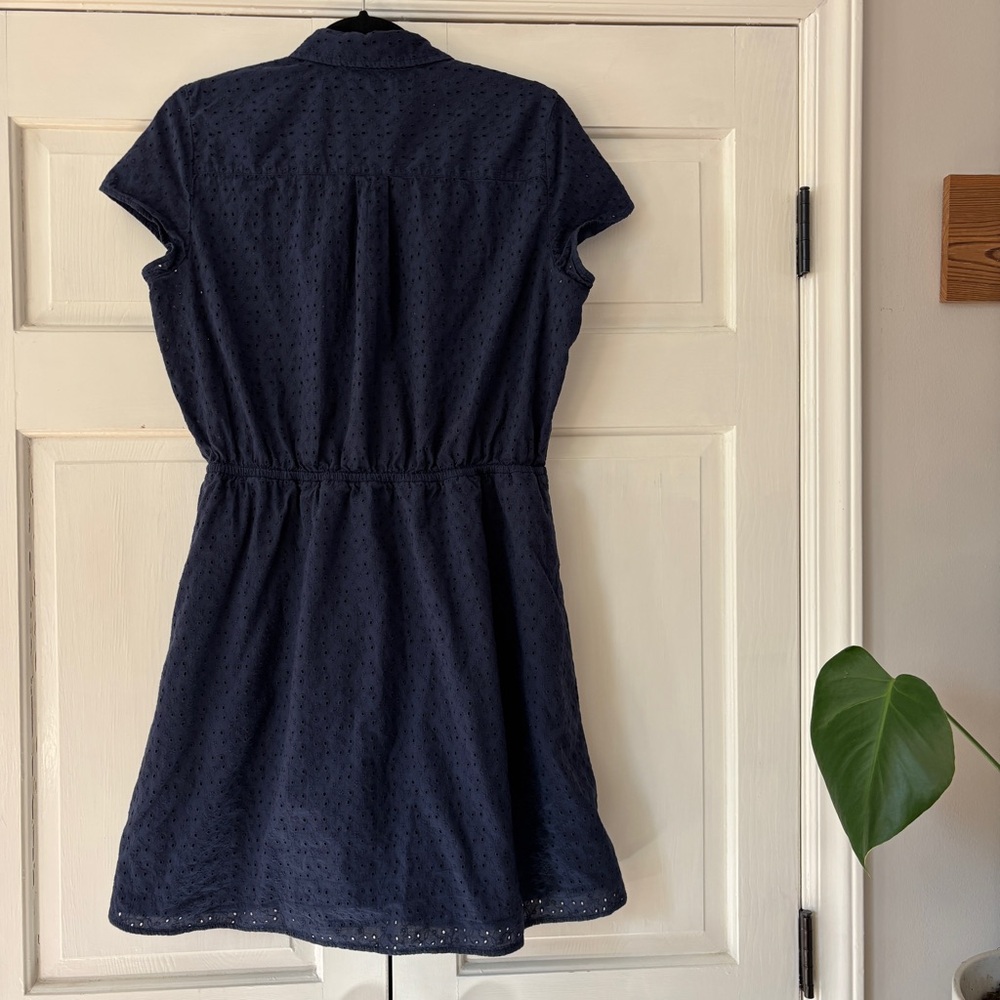 J. Crew Mercantile Eyelet Collared Tie-Front Dress Fit & Flare Blue Size Medium - Picture 11 of 14